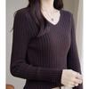 Autumn New Long Sleeve Casual Knitted Base Sweater Women Winter Solid Elegant V-neck Pullover Women Sweaters Slim Fit Fashion Office Lady Jumper 25033