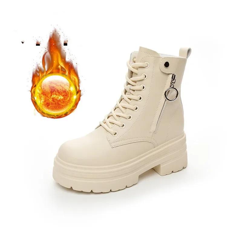 8 см новые ботильоны из натуральной кожи на платформе с клином и скрытым каблуком женские — фото 9