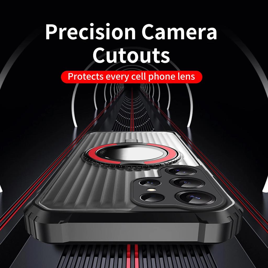 360° Rotate Ring Stand Military Grade Magnetic Case for Samsung S25 S23 S24 FE S22 Ultra Plus S25 Edge A56 A36 A26 Armor Cover