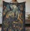 Haunted House Blanket, Gothic Spooky Halloween Throw, Cozy Fall Decor Blanket