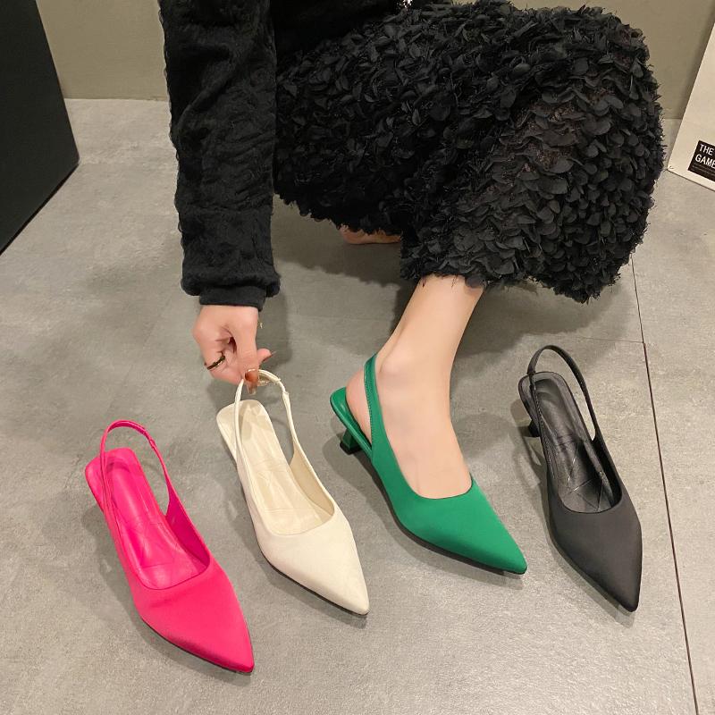 Fashion New Women Pointed Toe Heels Shoes Sandals Dress Party Fashion Summer Slippers New Walking Flip Flops Pumps Slides Zapatos Mujer