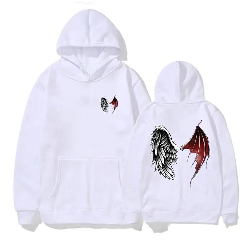 Mikina Lucifer Wings svetr s kapucí Devil Angel Wings Nebe a peklo Tip na dárek pro ženy Fleece svetr s kapucí Sportovní mikina
