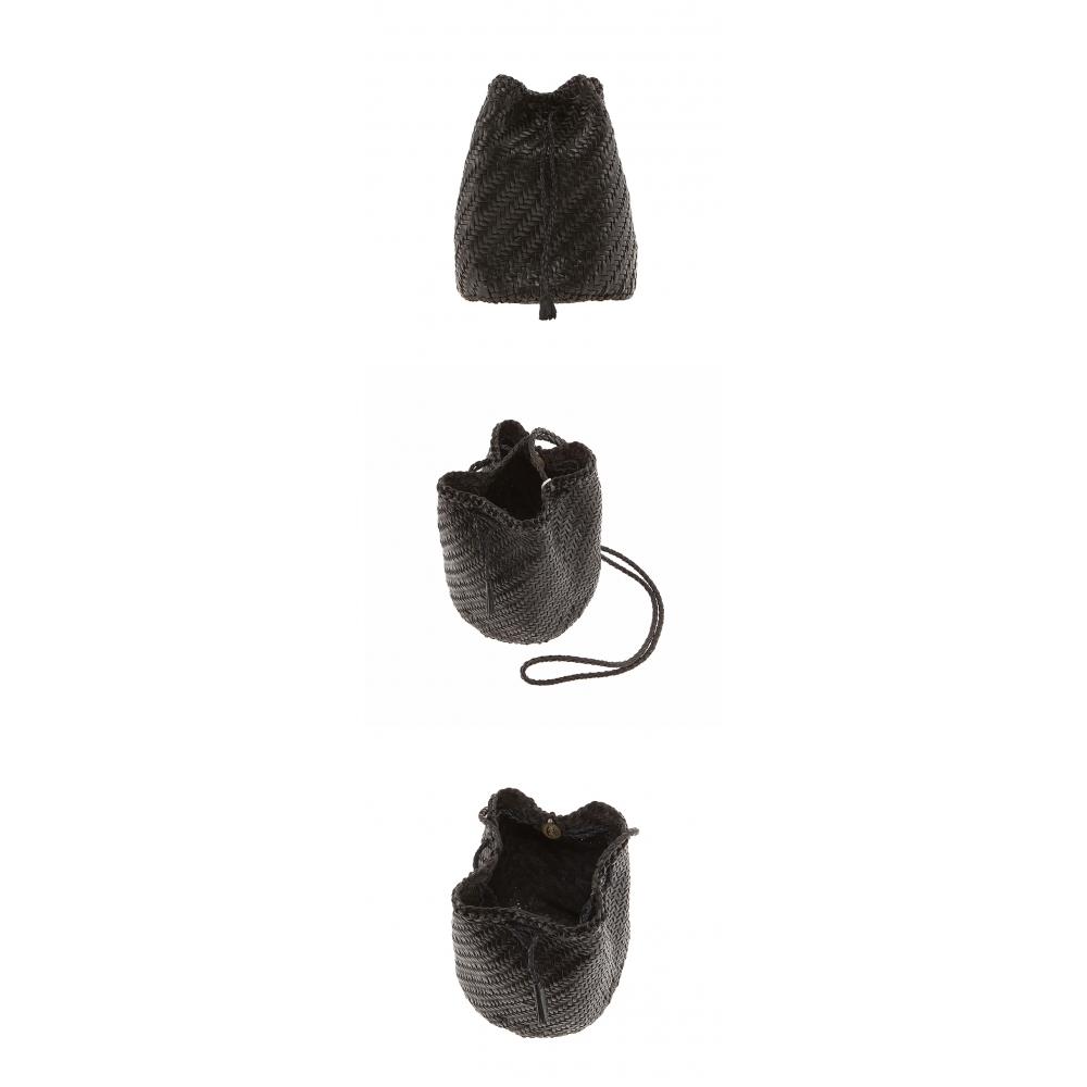 Dragon Diffusion 8838 Black Pom Pom Double Jump Shoulder Bag