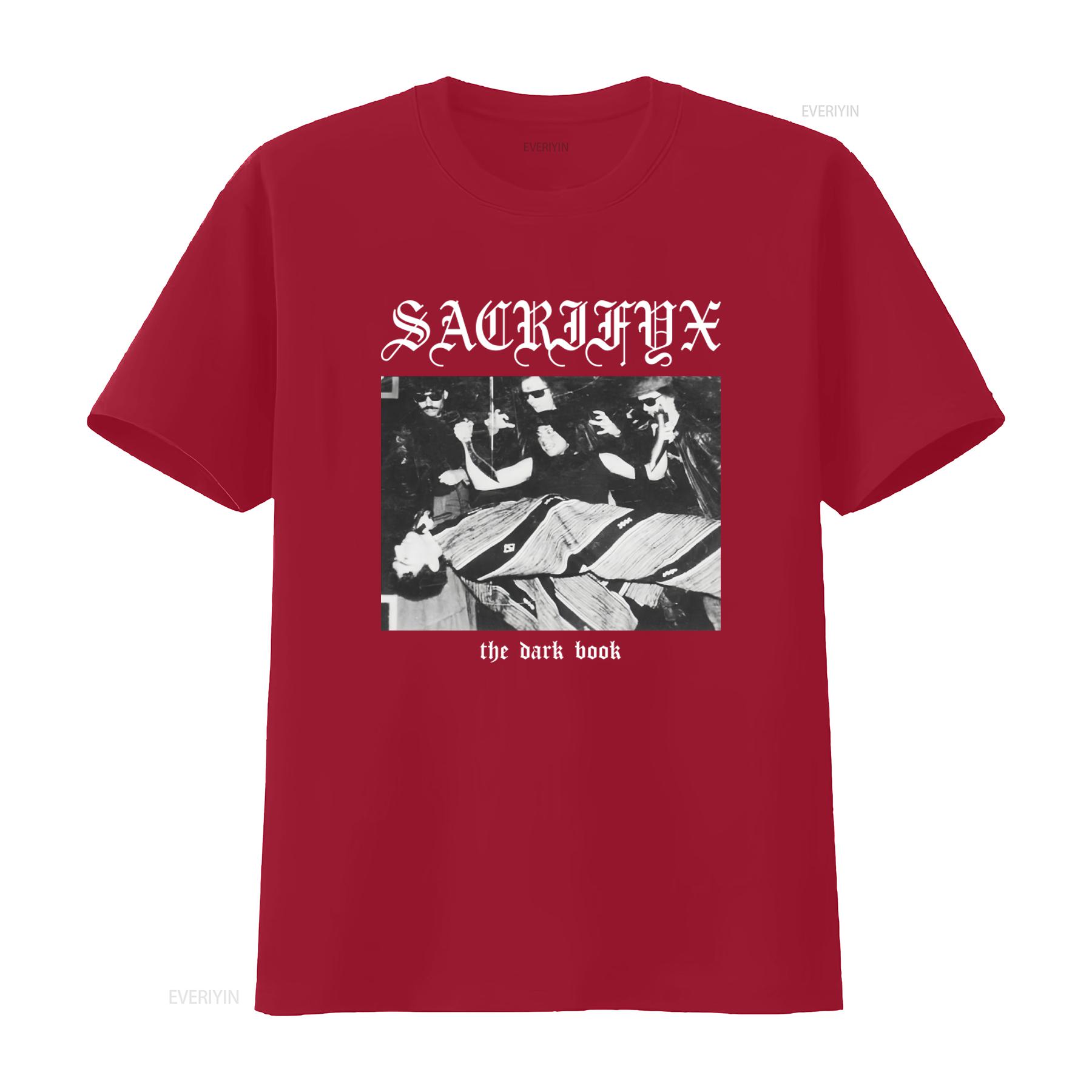 

Sacrifyx The Dark Book Vintage Metal Band T Shirt vintage Washed designer clothes Top For Everyday Wear graphic homme fashion S