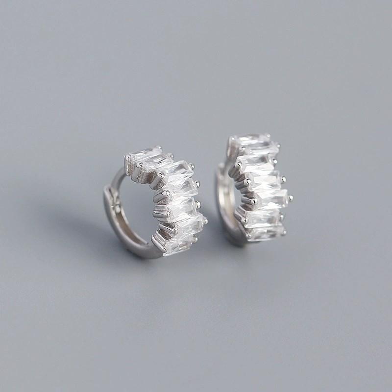 Fashion Jewelry 18K Gold Plated 925 Sterling Silver Simple Luxury Zircon Hoop Earring for Women Silver Earring Factory