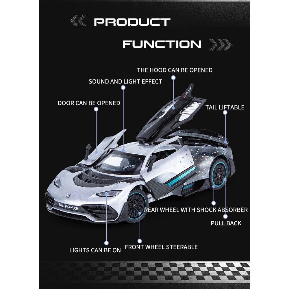1/24 Scale BENZ AMG ONE Sports Car Models Alloy Diecast Toy Vehicle W/ Sound and Light