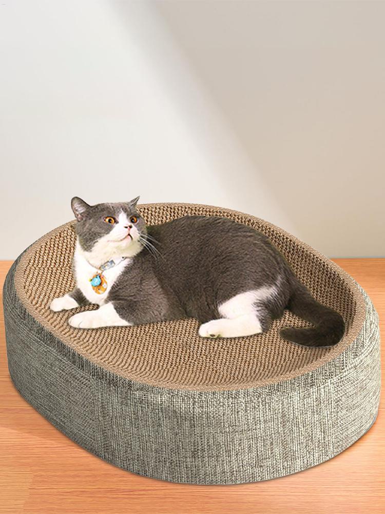 Oval Shaped Scratch Pad Sisal Scratching Cat Bed Wear Resistant Cat Scratch Bed Multifunctional Pet Sleeping Mat Pet Supplies
