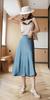 Satin Solid Flared Skirt [syvent] Knee-Length A-Line Skirt, Summer, Knee-Length, Color, Shiny,