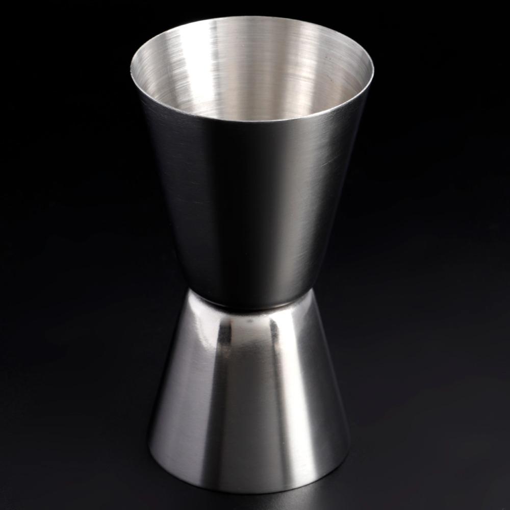 2pcs 20/40ml Stainless Steel Cocktail Jigger Double-Head Design Reversible Pourer Double Head Measuring Cup Silver