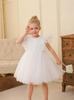Formelles Kinder-Prinzessinnenkleid mit Fledermausärmeln und offenem Rücken für Klavieraufführungen und Hochzeiten