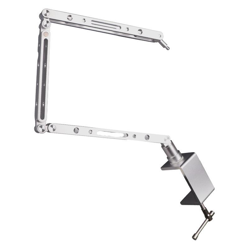 Telescopic Phone Stand with Strong Clamp for Live Broadcasts and Overhead Food Photography, Includes Fill Light