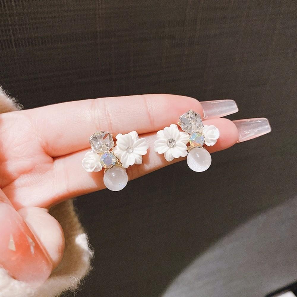 Pinkdudu Vintage Purple Flower Zircon Flower Zinc Alloy Stud Earrings Fashion Trendy Rose Drop Earrings Women Jewelry Gift PD2263