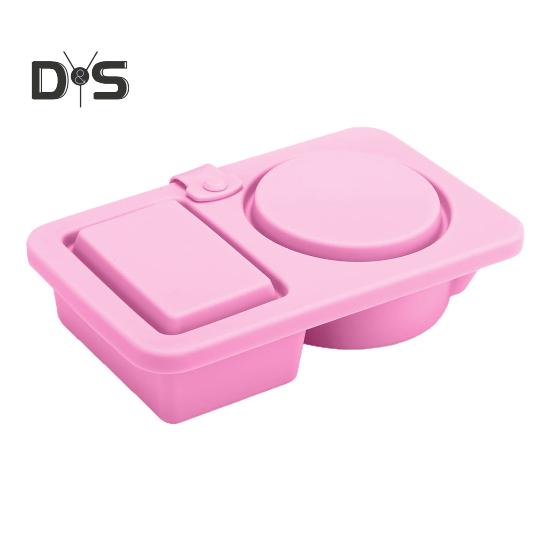 

Контейнеры для закусок с крышками, 2-секционный силиконовый контейнер для соуса, не содержащий бисфенол-А, герметичная коробка для приправ для обеда розовый