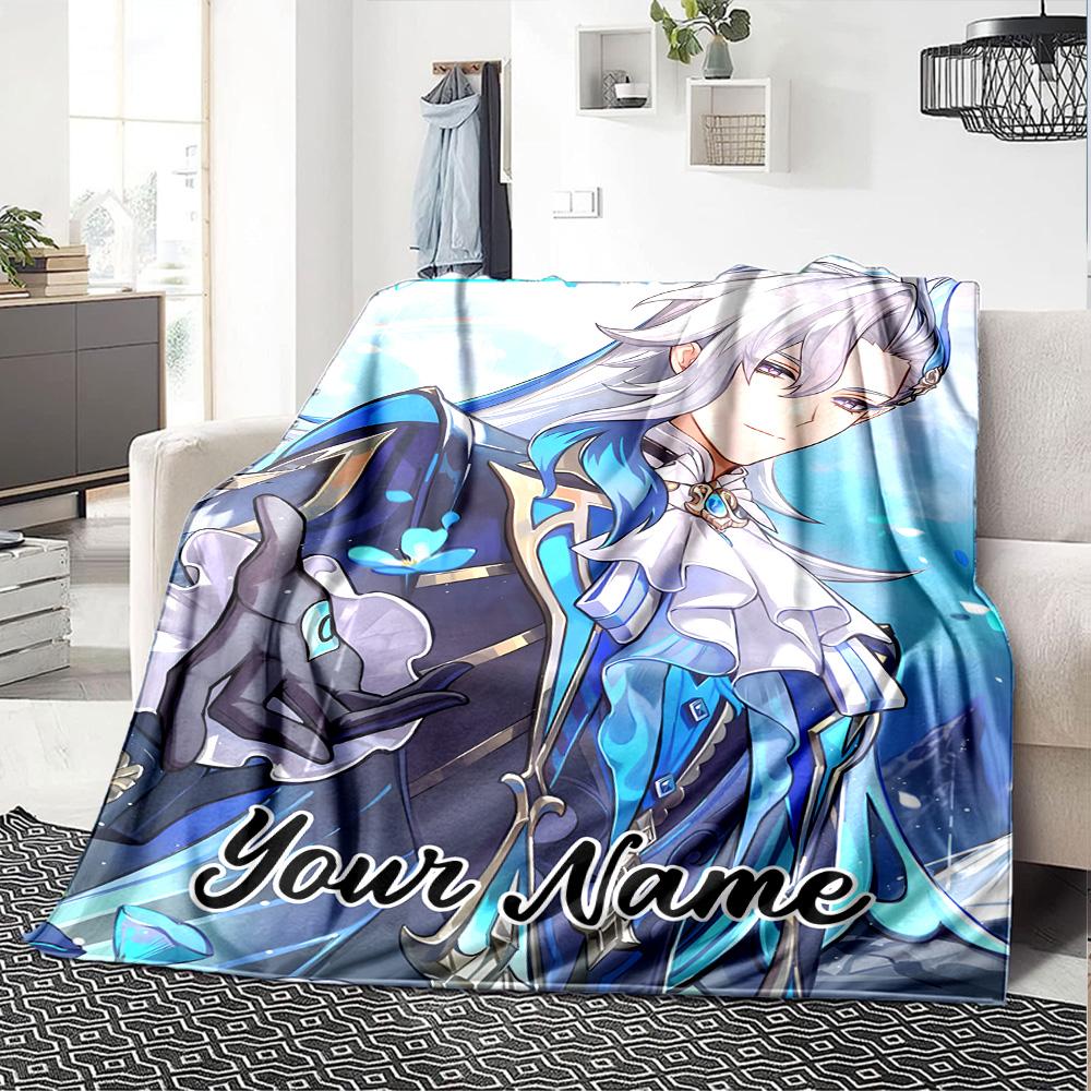 Customizable Genshin Impact8 Throw Blanket – Personalized Name, All-Season Cozy Snug Blanket, Machine Washable, Personalized Blanket