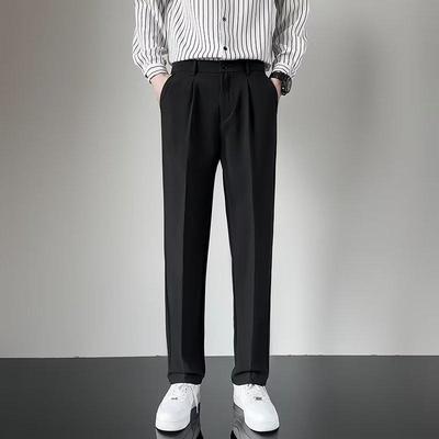 Men's Summer Wide-Leg Suit Trousers: Trendy, Loose-Fit Korean Style