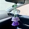 Lily Of The Valley Handmade Crochet Flowers Car Pendant Decora Artificial Flowers Hanging Decoration Car Pendant Knitted Flower