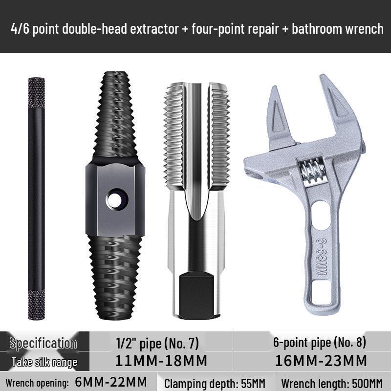Doppelköpfiger Linksgewinde-Ausdreher für abgebrochene Wasserhähne, Rohre und Schrauben