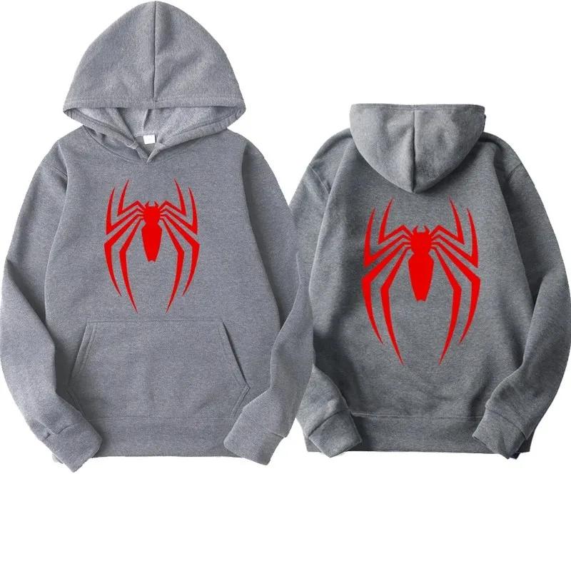 2025 New Men's Hoodie Street Fashion Spider Print Sweatshirt Fleece Ladies Casual Funny Loose Hoodie Spiderman Men's Clothing