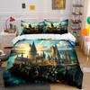 Magical Castle with Sunset Lake View Print Bedding Set 1Duvet Cover 2 Pillowcases for Adult and Children Luxury Gift Full Size
