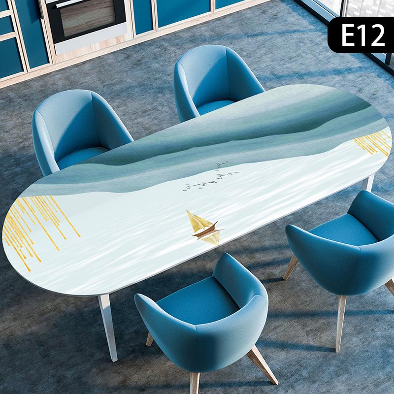 Oval Table Cover Oil-Proof Elastic Fitted Edge Dining Tablecloth Waterproof Outdoor Picnic Courtyard Coffee Tea Table Cloth