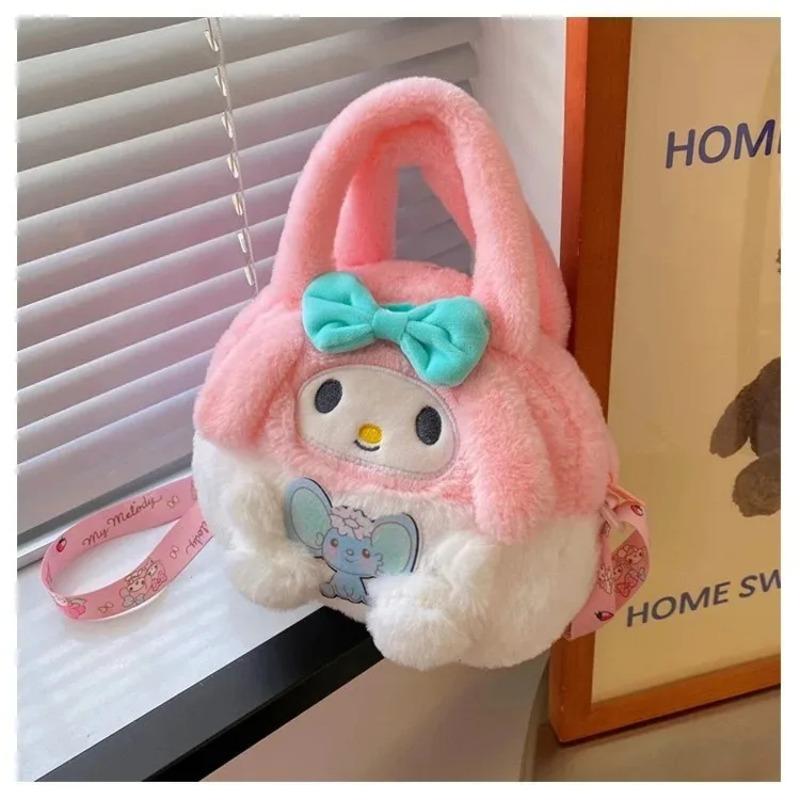 Kawaii Cartoon Plush Backpack Kuromi My Melody Cinnamoroll Plush Shoulder Bag For Girls Kids Cute Birthday Gift