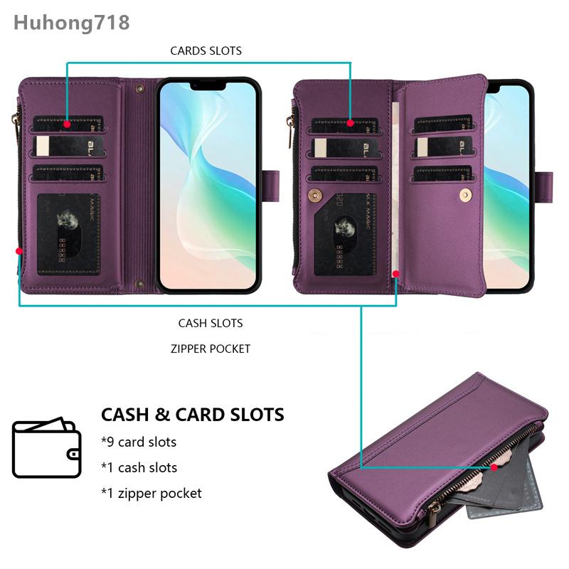 Zipper Leather Case For Iphone SE 2 3 4 2020 2022 2024 X XS XR 6 6S 7 8 Plus 11 12 Mini Pro Max Wallet Cover Casing