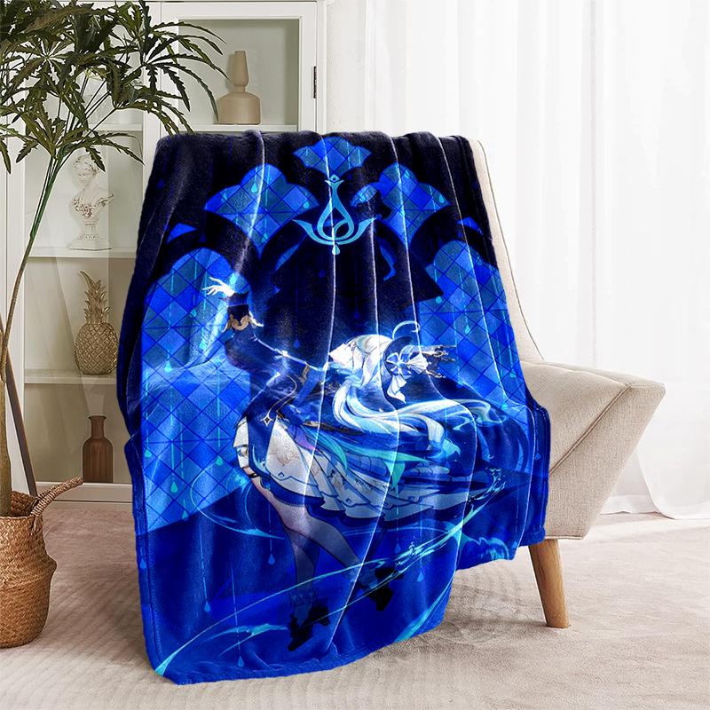 1pc Blanket Genshin Impact Furina Print Design, Lightweight Blanket for Sofa, Bed- Soft &Warm, Gift for All Seasons like Christmas, Halloween