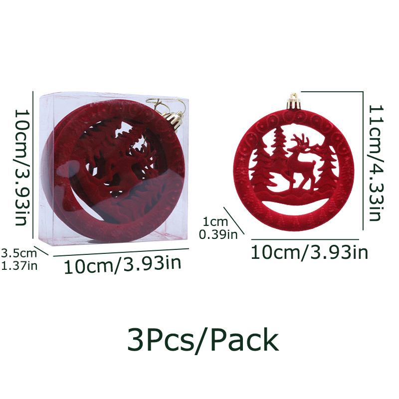 

3PCS/Pack Christmas Tree Atmosphere Multi-element Decoration Ornament Colorful Flocking Gift Pendant Party Round Christmas