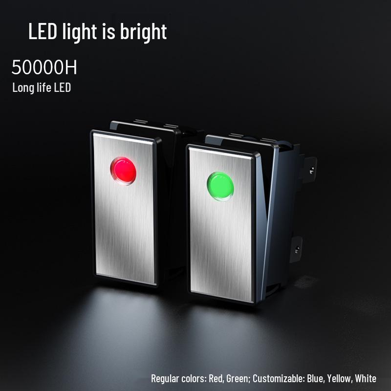 Lanbo 2810.5 High Current 16A Waterproof Metal Rocker Switch with Light, 5V-24V/220V, Two-Position