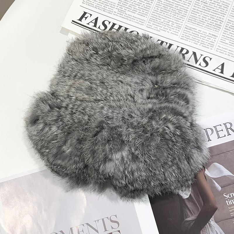 Rabbit Hair White Plush Hat for Women Autumn Winter Warm Ear Protection Woolen Hats Fur Knitted Caps