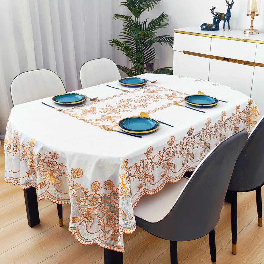 Waterproof, Oil-Proof And Anti-Scalding Coffee Table Tablecloth Leave-In Rectangular Dining Table Cloth Household Living Room Light Luxury Tablecloth