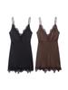 Women's Autumn Pure Desire Lace Trim Spaghetti Strap Dress
