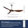 52 Inch large Ceiling Fan With Remote Control, Living Room, Dining Room, DC Motor, Reversible Blade, LED Fan Light With Light