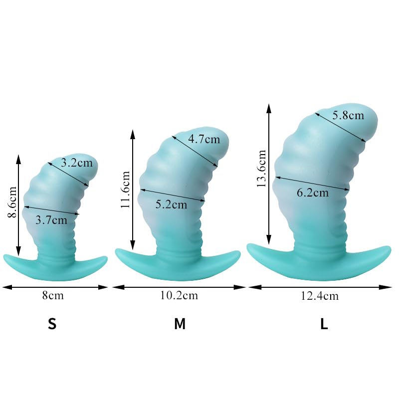 Semaxy Anal Plug Silicone Dildo for Men and Women Mango Shaped Anal Plug Extra Thick Dildo with Uneven Threads Anal Expansion Soft Anal Goods Anal