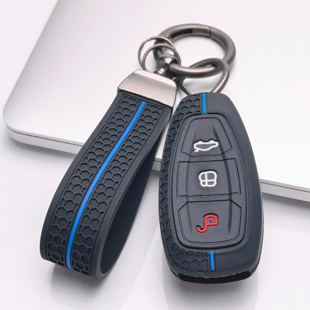 Portachiavi Copritastiera in Silicone per Chiave Smart Ford a 3 Pulsanti, Adatto per Ford Focus Mondeo Kuga Escape Galaxy C-Max S-Max, Portachiavi Antiurto