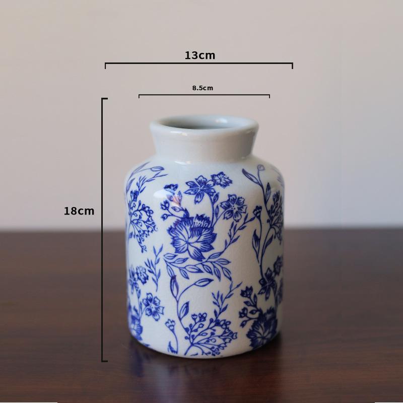 Vaso de Porcelana Azul e Branco Vaso de Cerâmica Garrafa de Porcelana Vintage Vaso de Flores Recipiente de Armazenamento Terrário Decoração de Casa