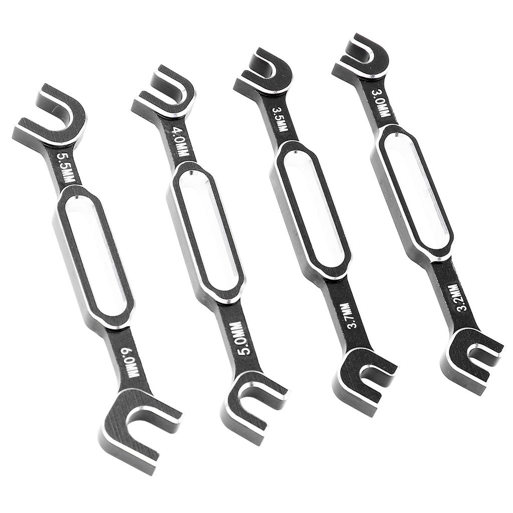 4PCS RC Car Wrenches Turnbuckle Nut Ball Joint Remover Aluminum Alloy RC Maintenance Spanner 3.0‑6.0mm Black