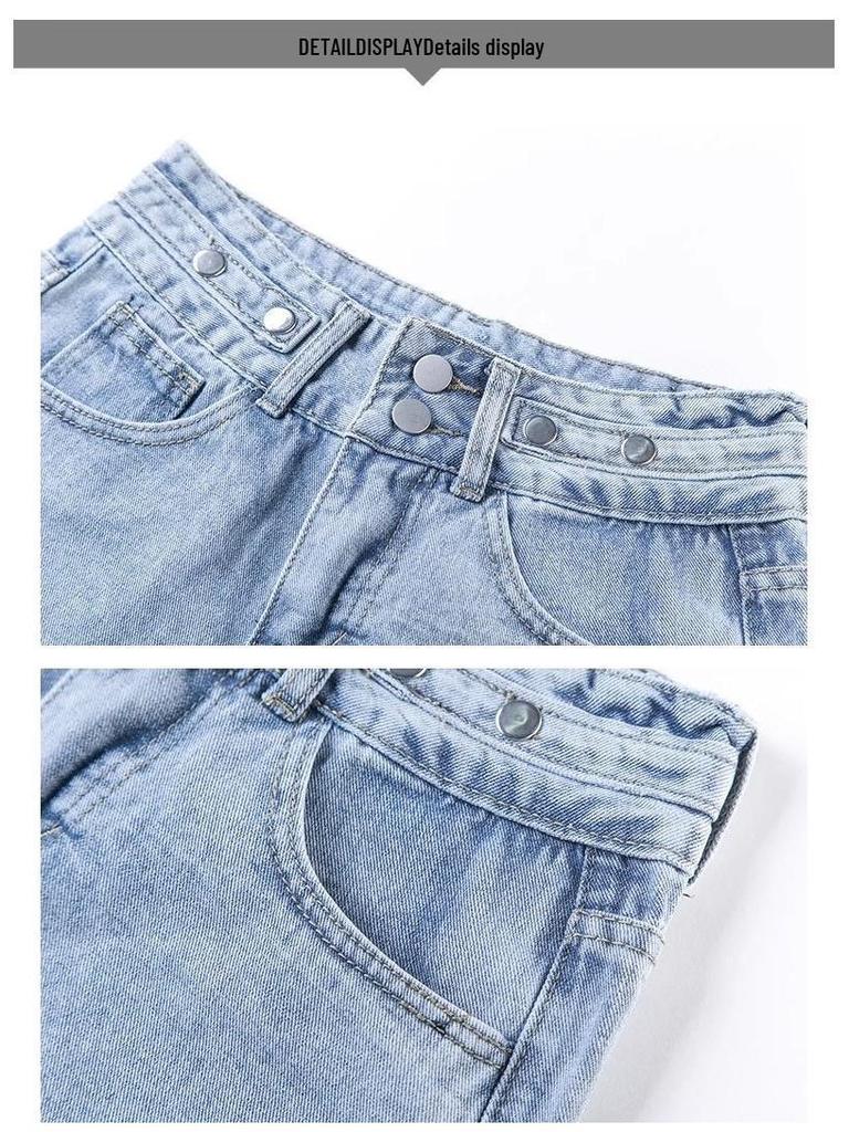 Women's Frayed Denim High-Waist A-Line Shorts for Summer