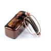 Glass reading glasses high definition anti-blue light portable folding flower glasses high sense reading glasses with box I