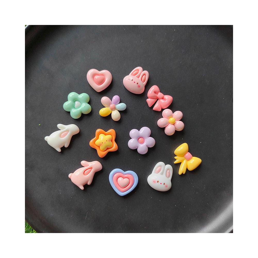 Resin Cute Cartoon Rabbit Flower Bowknot Flat Back Cabochons Scrapbooking DIY Jewelry Craft Decoration Accessories
