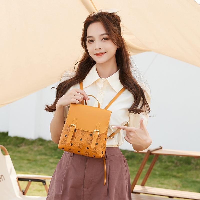 Printed retro backpack versatile fashion texture niche women's bag