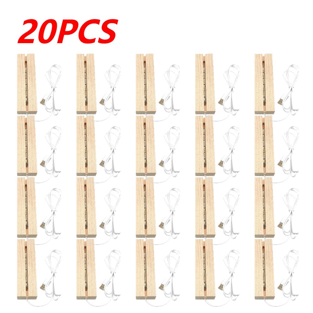 1-20PCS Rectangular Wooden Led Lights Display Base Stand 3D Acrylic Plexiglass Epoxy Resin Letter Lamp Bedside Night Lights