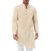 Minimalist Long Shirts Men's Shirt Robe Loose Indian & Pakistani Clothing New Chinese Casual Tops Knee-Length Casual Outerwear