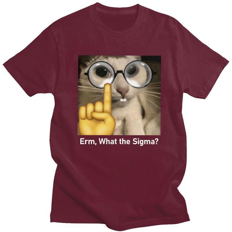 Custom Male What The Sigma Cat Meme T Shirts ShortSleeve Cotton Tshirt Leisure Humor Sarcastic Quote Tee Clothes
