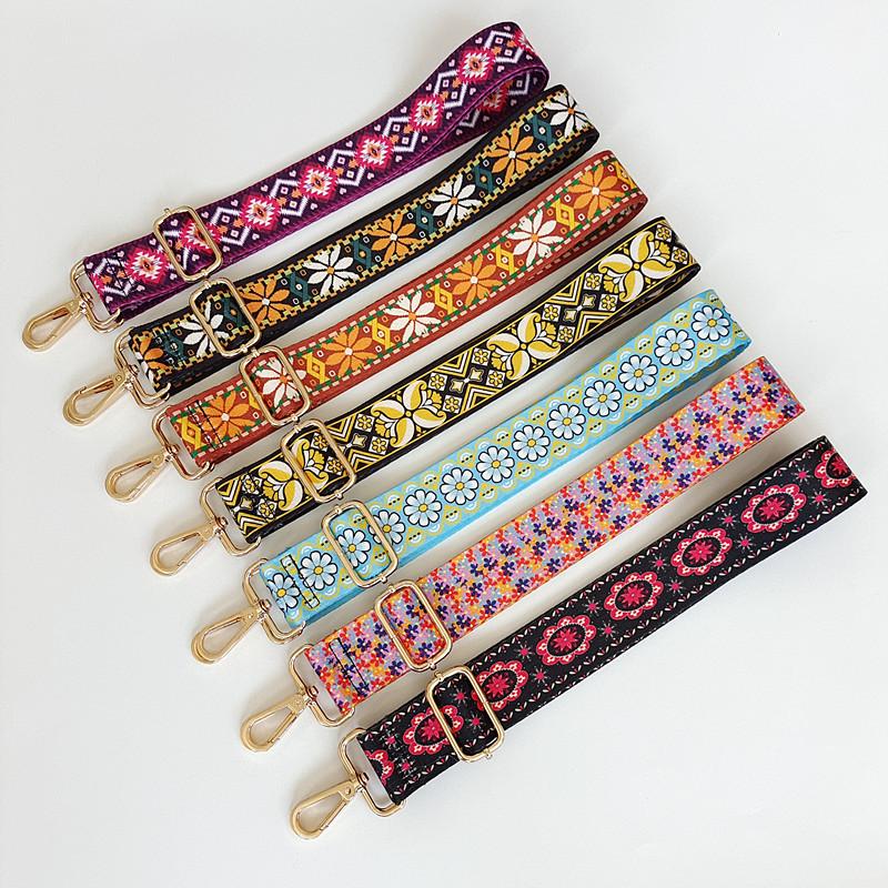 Ethnic Style Bag Accessories Color Printed Webbing Luggage Wide Shoulder Strap Single Shoulder Oblique Span Extended Bag Strap