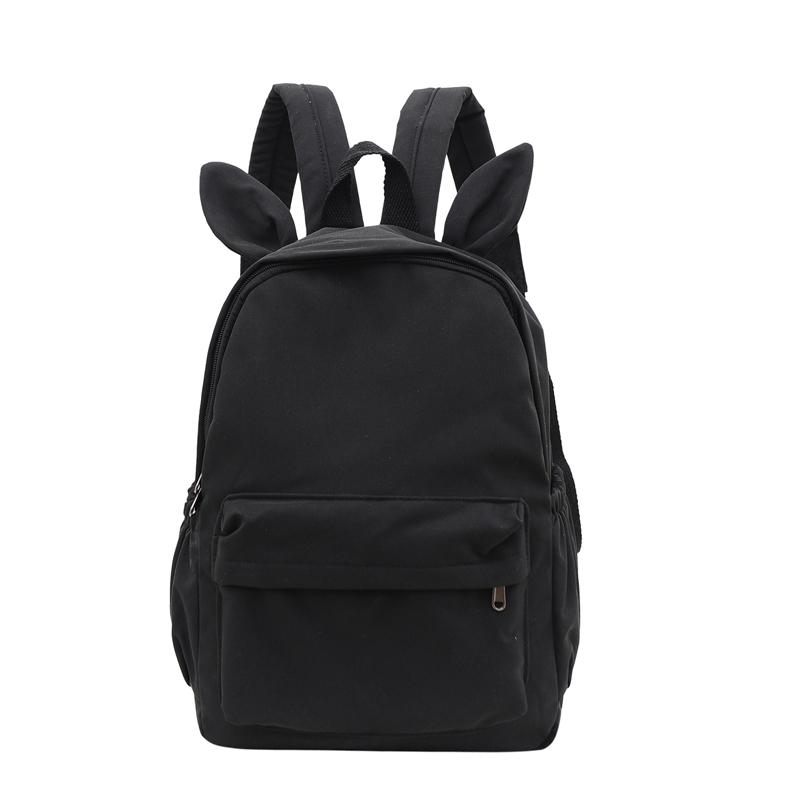 Cute 3D Bunny Ears Backpack Teen Girls Soft Nylon Lightweight School Rucksack Large Capacity Casual Daily Travel Student Bookbag
