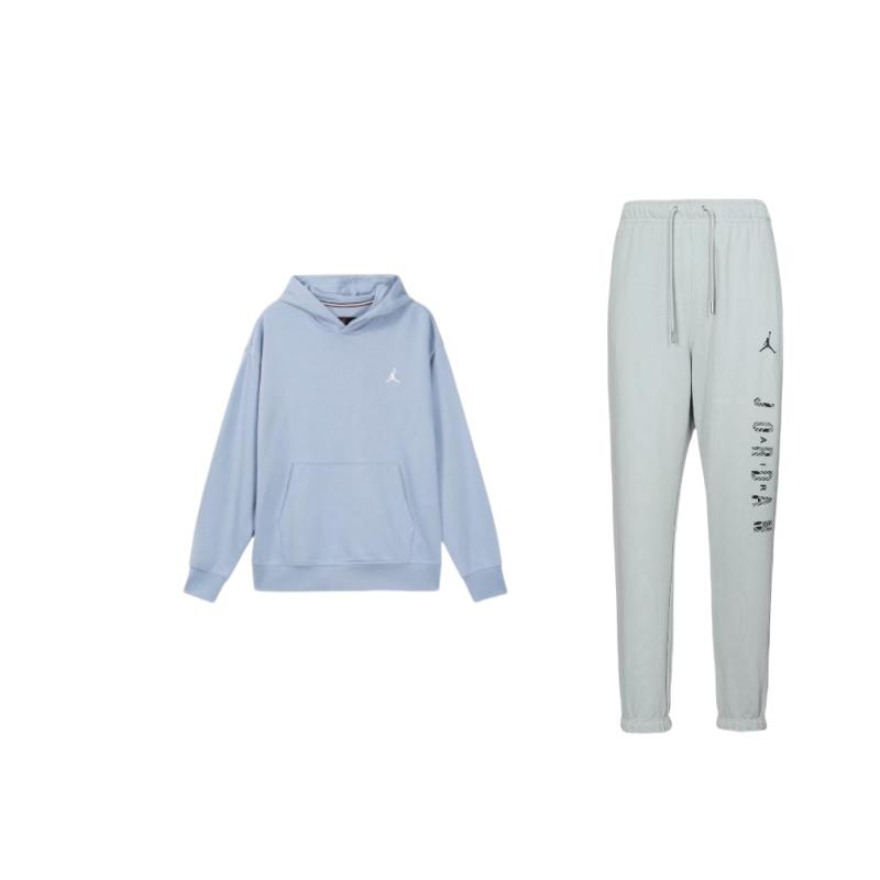 

Jordan Однотонная толстовка с капюшоном и длинными рукавами, удобные трикотажные длинные брюки, повседневный спортивный костюм, мужские толстовки, брюки FZ6442-046+FQ3679-436 XXL