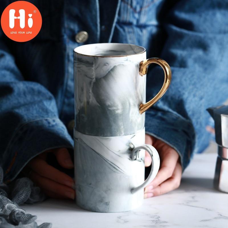 Hi European Style Creative Mramor Zrno Phnom Penh Hrnky na kávu Porcelán Snídaňový šálek na mléko Kancelářský šálek Nádobí na čaj pro dárky