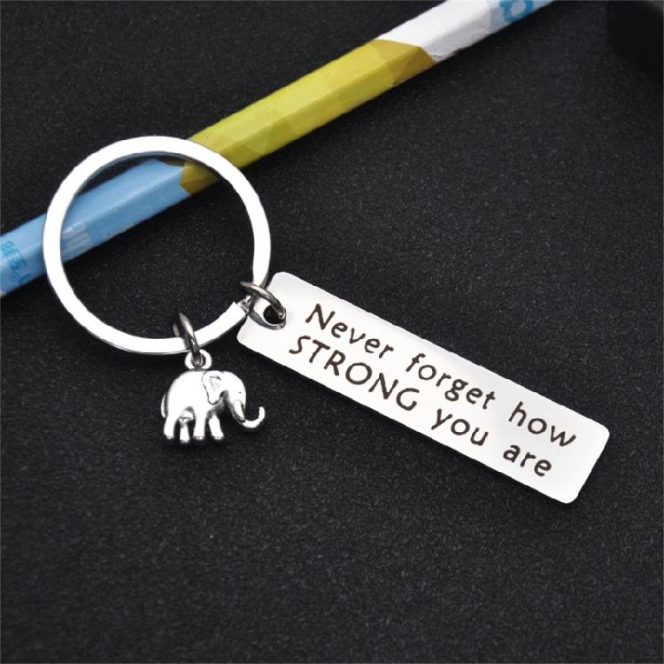 Metal Elephant Keychain Featuring Empowering Slogan Strength Wisdoms Symbol Inspirational Desk Decoration Items
