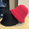 New Pure Wool Knitted Hat for Women in Autumn and Winter Gentle Lace Sweet and Fashionable Soft and Waxy Small Bucket Hat with Face